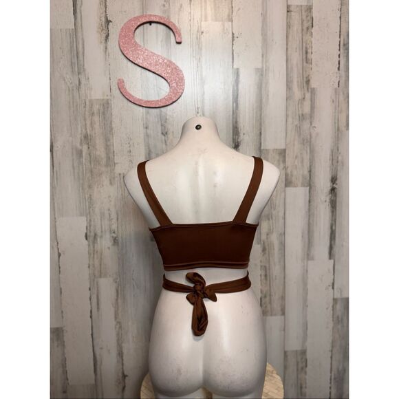 Brown Twist Front Wrap Crop Top – Size Small - Picture 3 of 6
